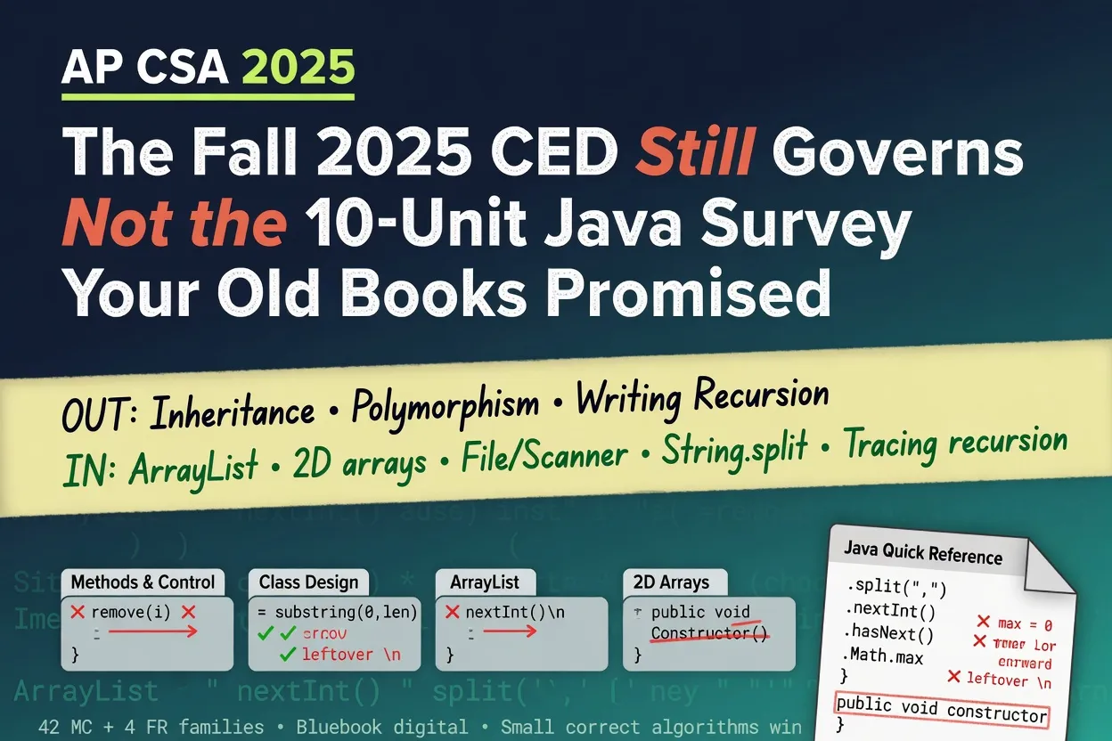 AP Computer Science A After 2025: The Ideas That Matter and the Traps That Don’t